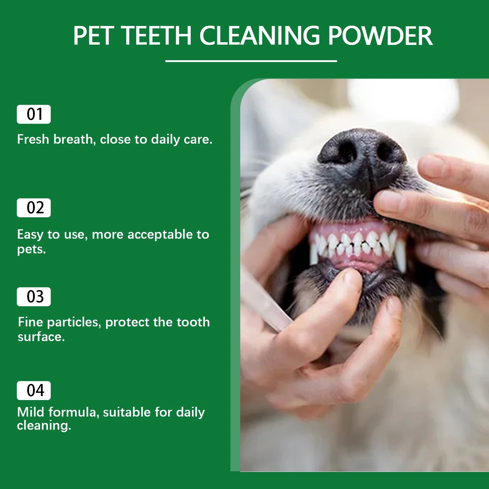 Pet Teeth Cleaning Powder — Reduces Tartar & Freshens Breath, 100g