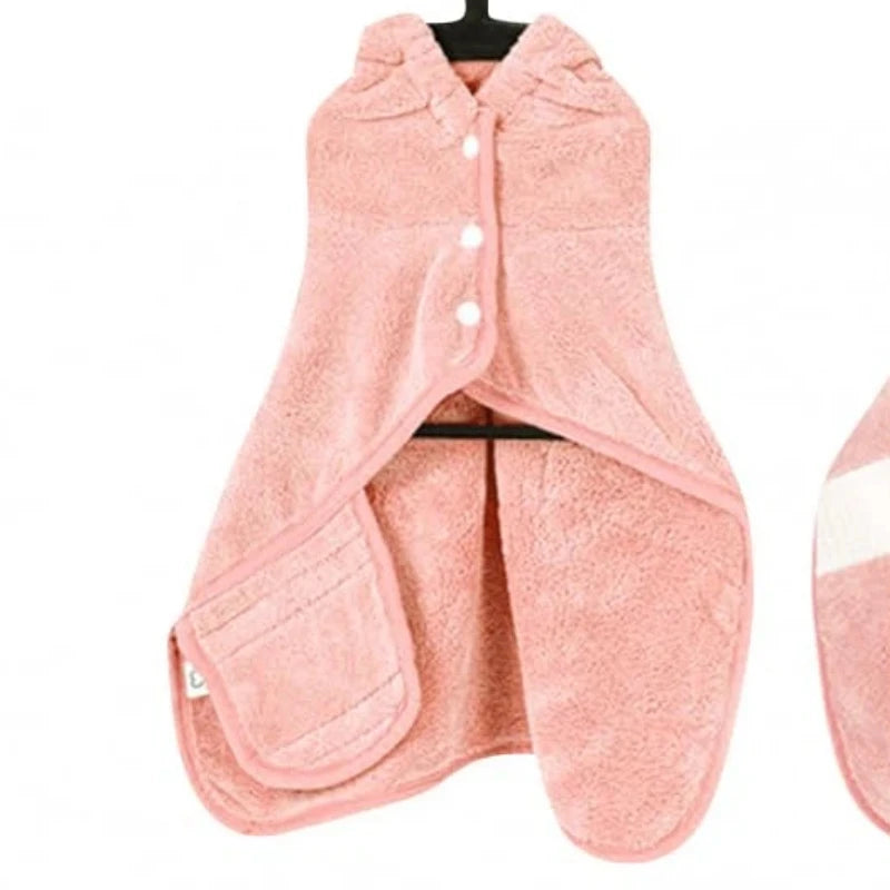 Hooded Pet Bathrobe — Adjustable Collar & Belly Strap, XS to L