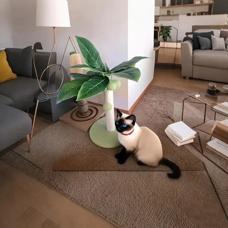 Coconut Tree Cat Scratching Post — Sisal Surface with Hanging Ball Toy