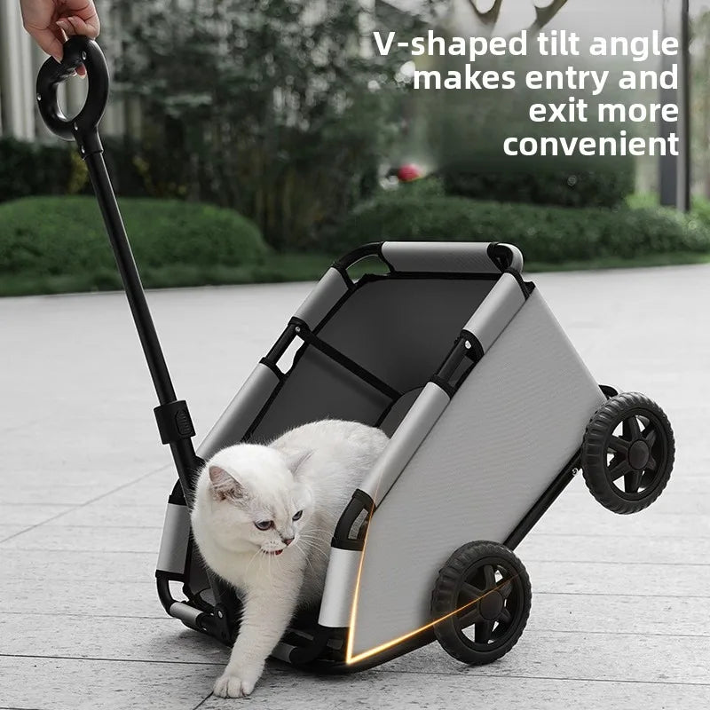 Lightweight Foldable Pet Stroller Trolley Bag for Toy Breeds & Small Dogs & Cats — Compact Outdoor Travel Cart