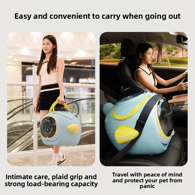 Aluminum Alloy Space Capsule Pet Stroller — Hands-Free Dual-Purpose Travel Cart for Dogs & Cats