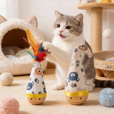 Christmas Wooden Tumbler Cat Toy (Catnip & Feather)