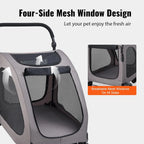 Heavy-Duty 4-Wheel Dog Carrier Stroller with Brakes — 160 lb Capacity Breathable Mesh Pet Travel Stroller