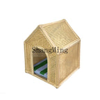 Handmade Natural Rattan Cat Bed with Roof Kennel
