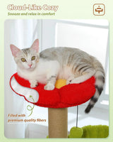 35in Cat Tree with Sisal Posts, Hammock & Flower Bed, Brown