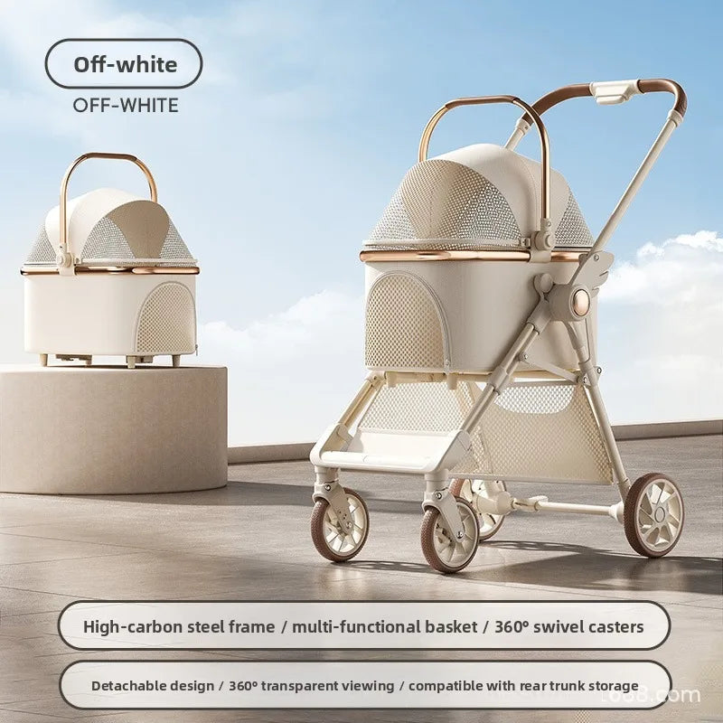 Lightweight Foldable Pet Stroller with Detachable Carrier for Small Dogs & Cats — Portable Walking Cart