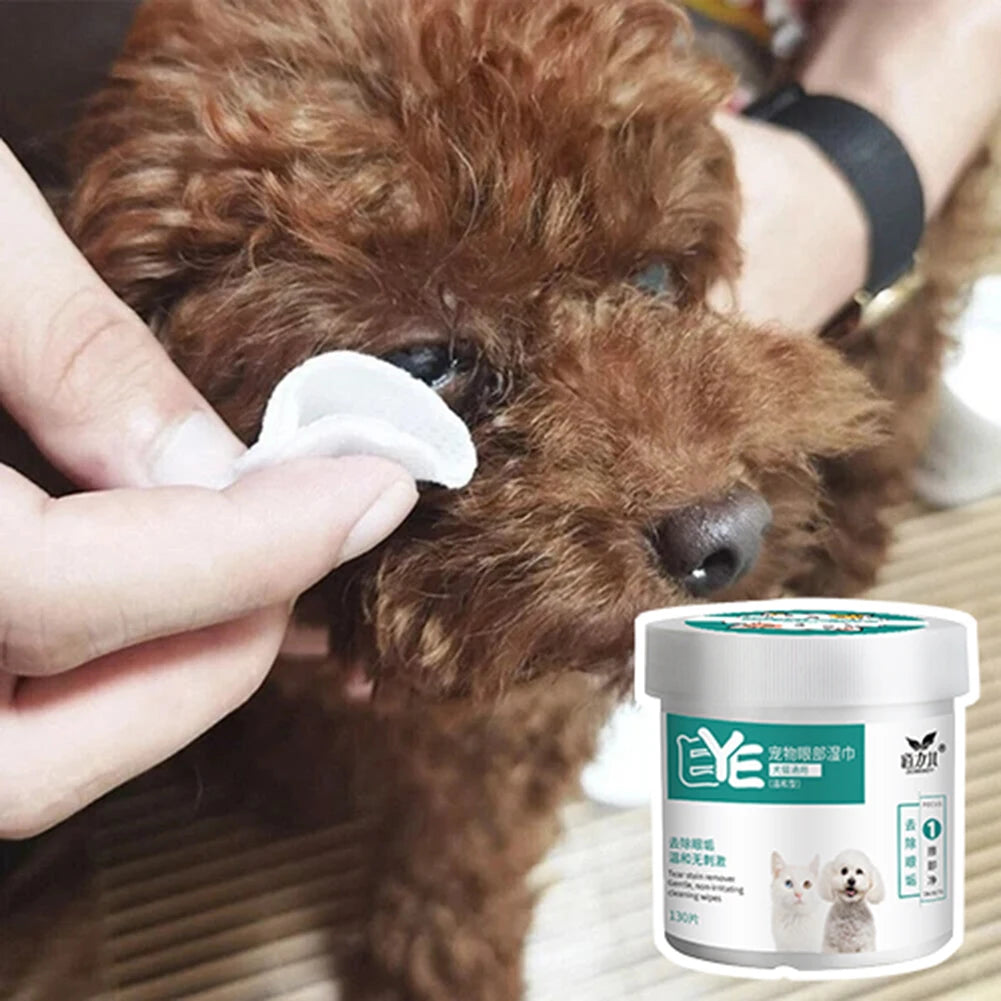 Tear Stain & Ear Cleaning Wipes for Dogs & Cats — 130-Count Aloe Vera Pads