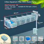 Wall-Mounted Waterfall Aquarium Filter Box (Silent, Built-In, Back Filter)