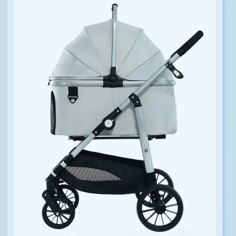 Lightweight High-View Pet Stroller with Detachable Carrier for Cats & Dogs