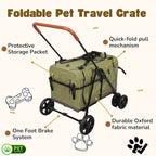 Foldable Pet Jogger Stroller with Detachable Travel Crate for Small & Medium Dogs