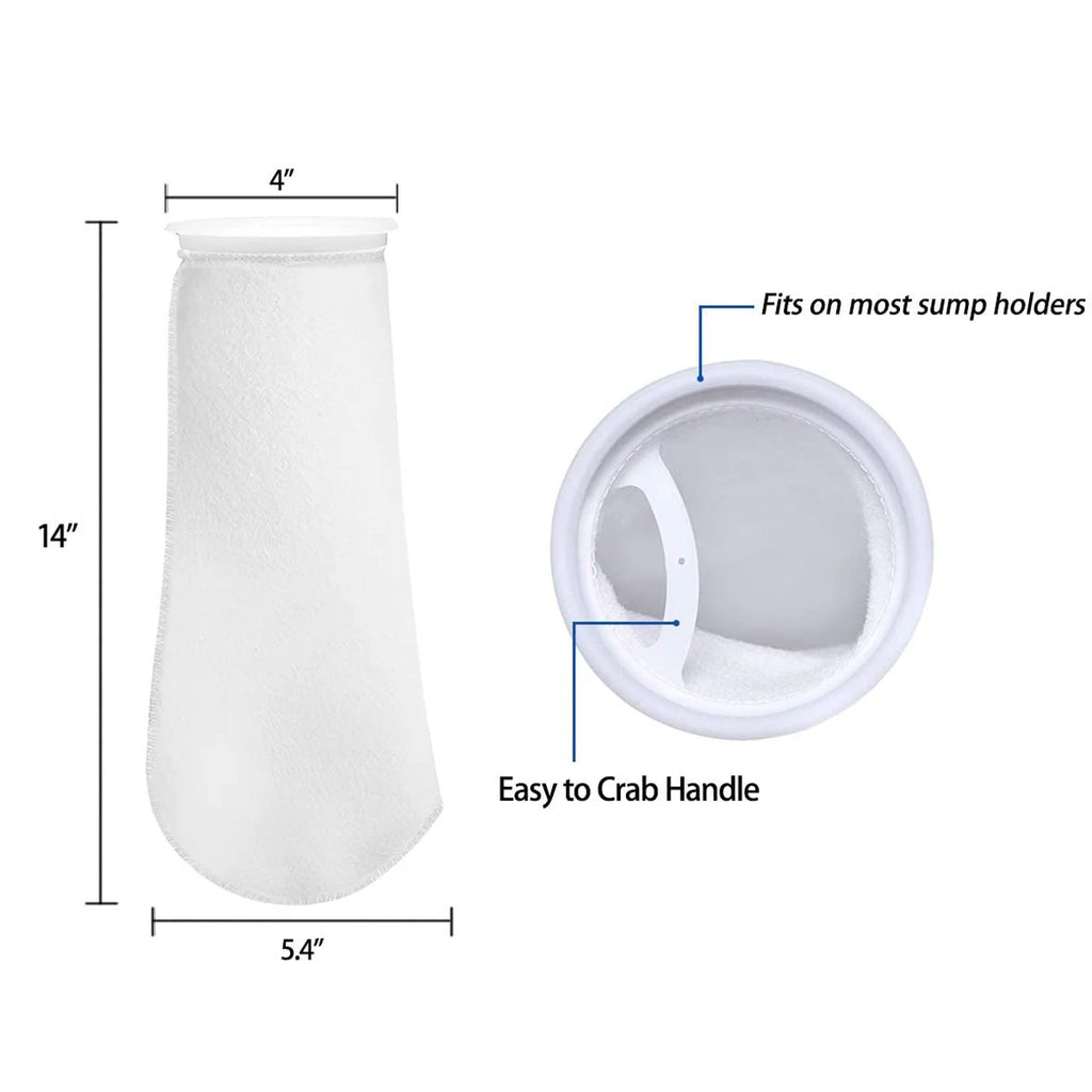 Aquarium Pre-Sump Filter Socks (4" Opening, 150/200 Micron Felt)