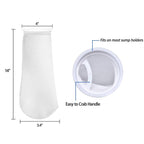Aquarium Pre-Sump Filter Socks (4" Opening, 150/200 Micron Felt)