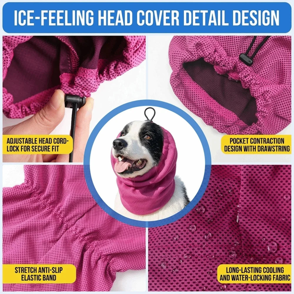 Dog Cooling Head Cover Snood (Elastic Mesh, Quick-Dry, Summer)