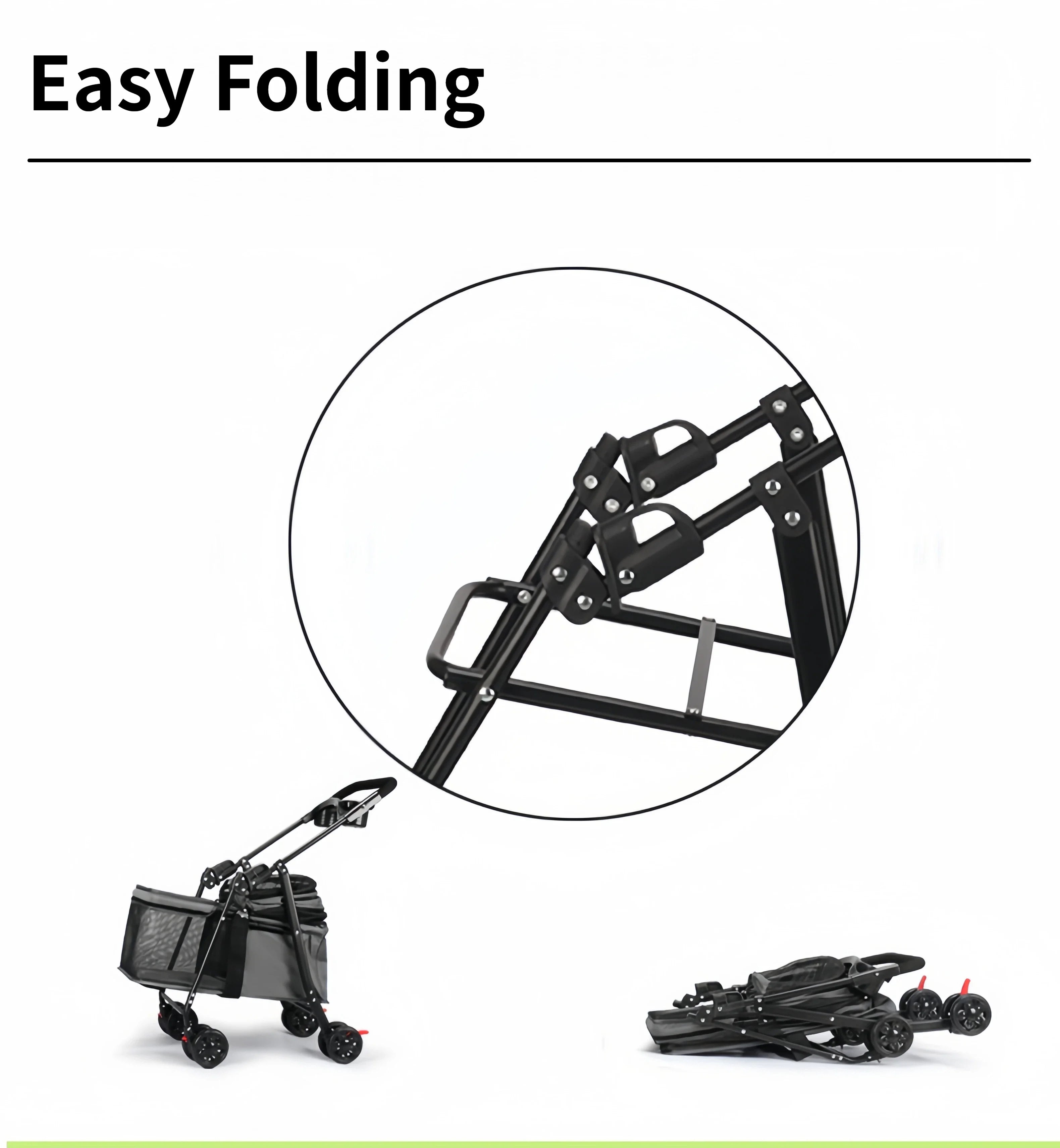 Foldable Small Dog Pet Stroller with Built-In Pet Dish — Convenient On-the-Go Feeding Cart