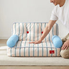 Striped Light Blue Padded Pet Sofa Bed