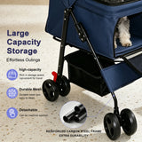 Wholesale Foldable Pet Stroller for Small Dogs Cats Under 28lbs Lightweight Travel Dog Cat Carrier with Storage Basket