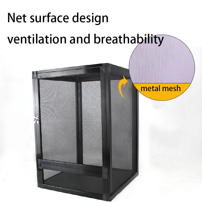 Front-Opening Reptile Terrarium — Tall Metal Mesh Door Enclosure