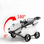 Easy-Fold Foldable Pet Stroller with Canopy & Rolling Carrier for Small Pets