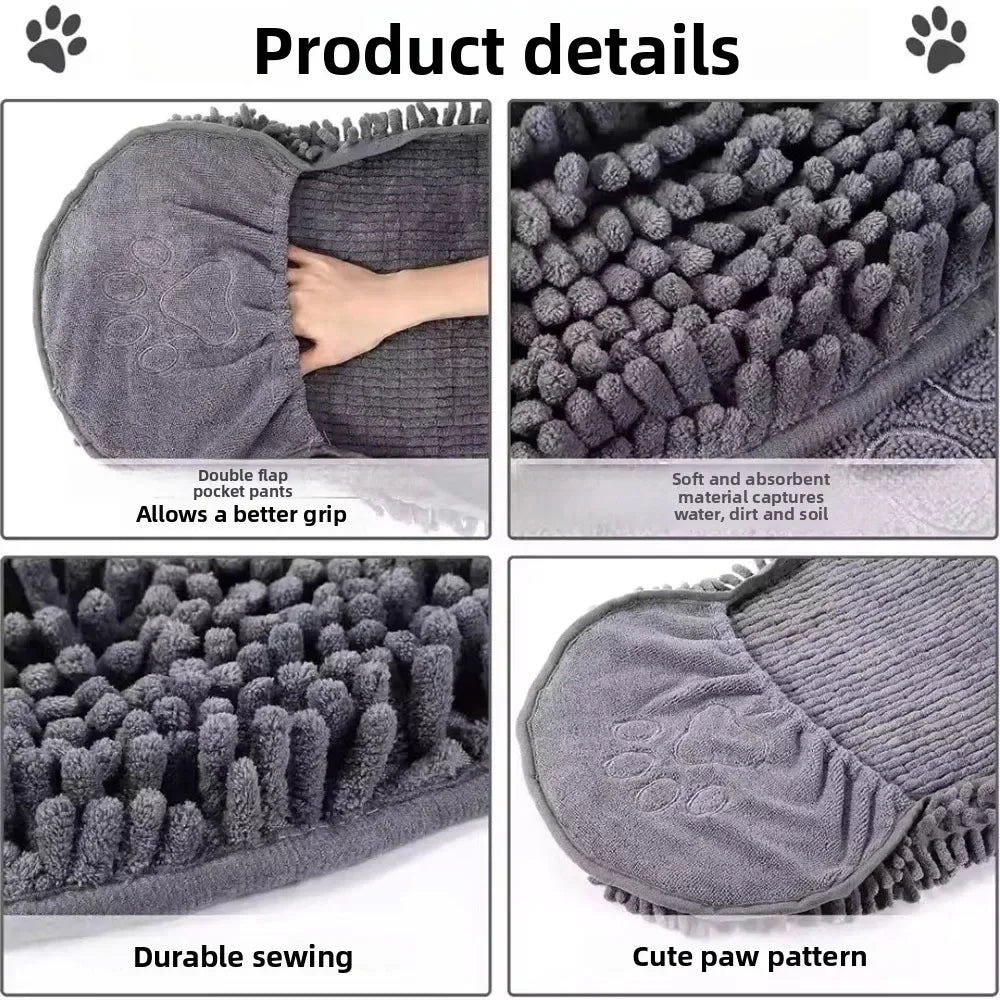 Super Absorbent Pet Bath Towel — Quick-Drying with Hand Pockets
