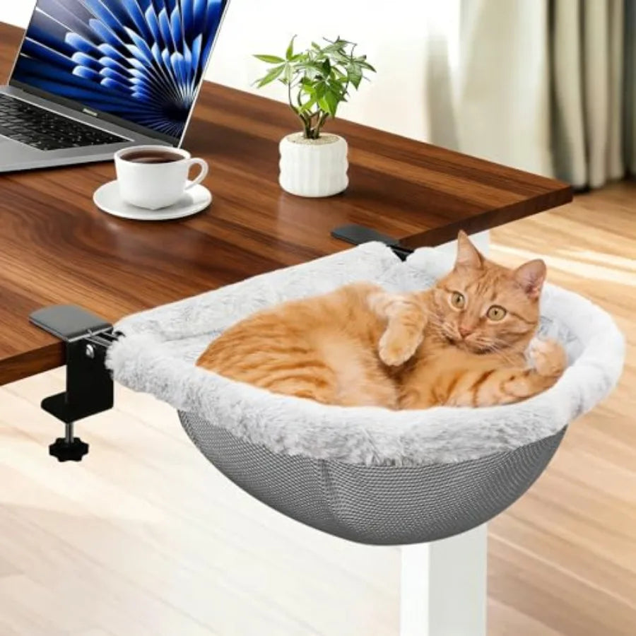 Cat Desk Hammock Bed with Faux Rabbit Fur, 19x15in