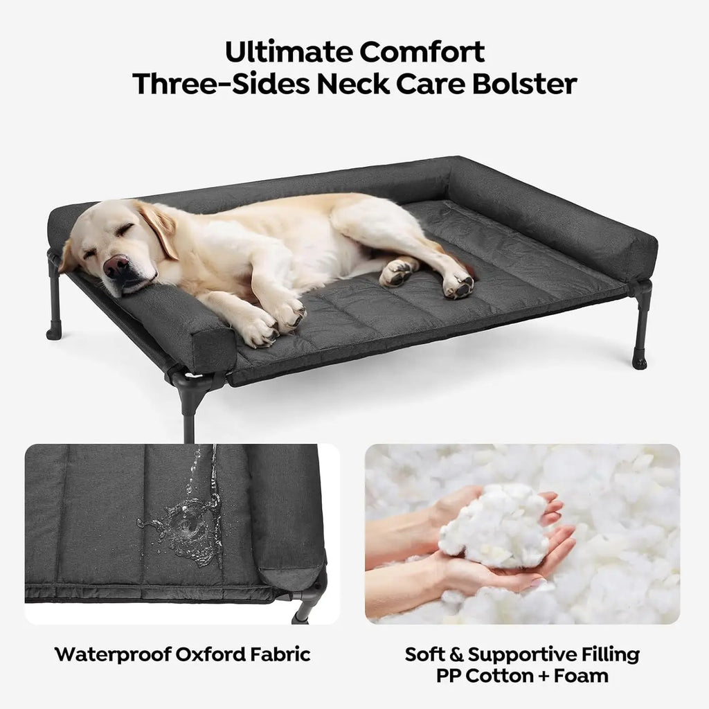 Cooling Elevated Dog Bed with Bolster Cushion, 42x30in