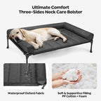 Cooling Elevated Dog Bed with Bolster Cushion, 42x30in