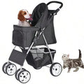 ZENY Foldable 4-Wheel Pet Stroller for Dogs & Cats with Storage Basket & Cup Holder