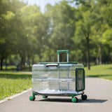 Pet Carrier with Wheels Transparent Pet Carrier Suitcase Hard-Sided Cats, Small Dogs, Travel, Airport, Professional Visits