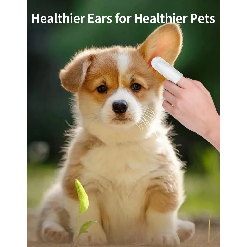 Pet Ear Cleaning Finger Wipes — Removes Ear Mites & Dirt for Cats & Dogs
