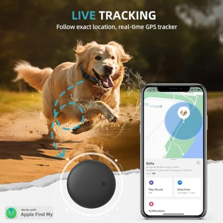 Mini GPS Pet Activity Tracker for Dogs & Cats - Apple Find My, No Monthly Fee
