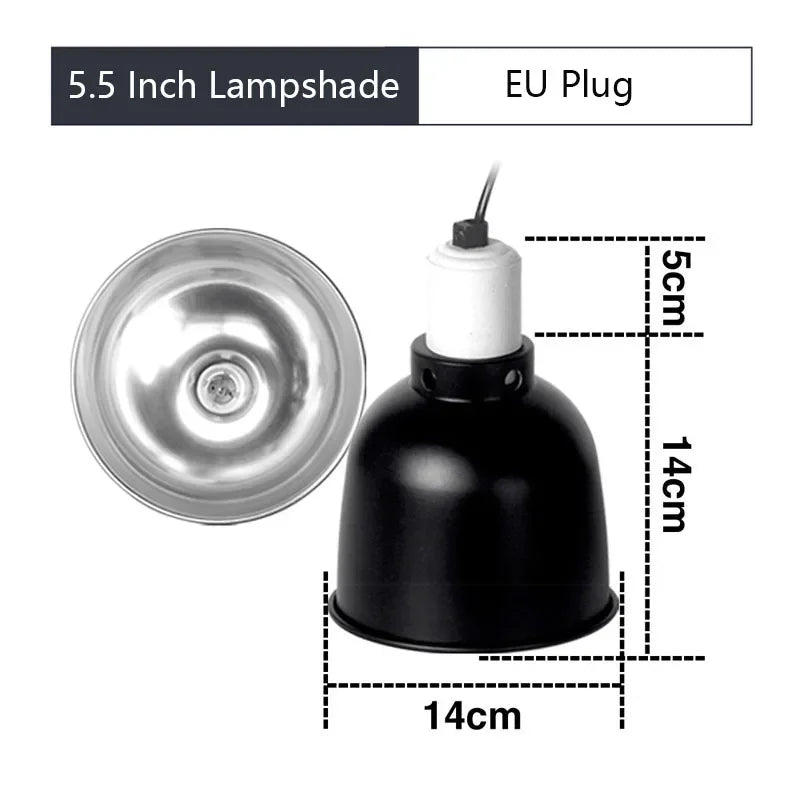 5.5in Reptile Lamp Dome with Ceramic Socket — Anti-Scald Shade for Terrariums