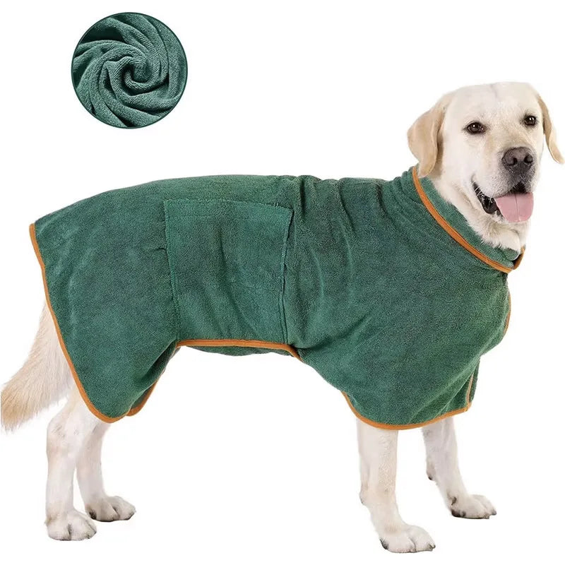 All-Over Wrap Bathrobe Towel for Large Dogs — Quick-Drying & Breathable