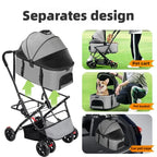 Lightweight Foldable Pet Stroller for Medium Dogs with Detachable Basket — Outdoor Travel Cart