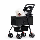 Pet Stroller with Detachable Carrier Ventilated Foldable Pet Stroller Dog Pram Breathable One-Hand Folding for Small Dogs