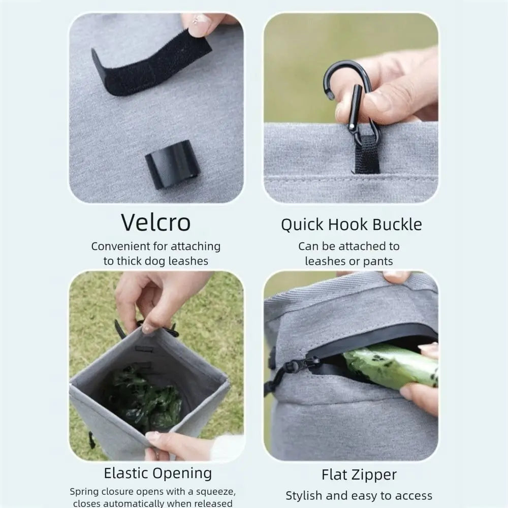 Oxford Dog Poop Bag Carrier with Hook (Waterproof, Portable)