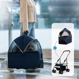 Foldable Pet Stroller with Detachable Carrier, 360° Wheels & Mesh Windows for Dogs/Cats, Lightweight Travel Cart