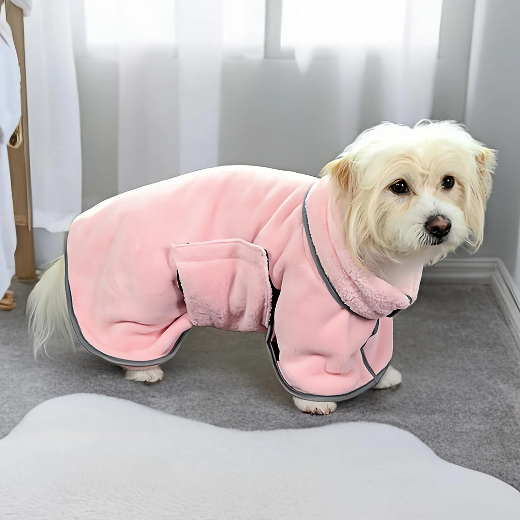 Cooling Absorbent Dog Bath Towel — Bathrobe-Style Pet Wash Towel