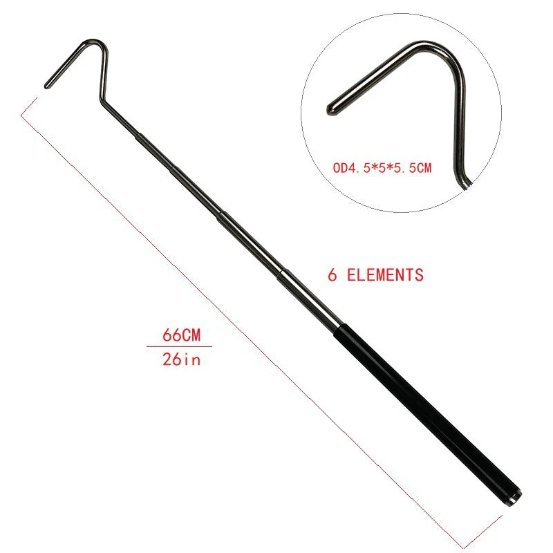 Retractable Snake Hook — Stainless Steel Handling Tool for Reptile Keepers