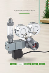 Aquarium CO2 Pressure Regulator with Solenoid Valve (Bubble Meter, Quick-Connect)