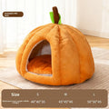 Pumpkin-Shaped Enclosed Winter Pet Bed