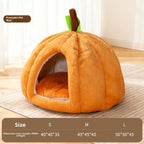 Pumpkin-Shaped Enclosed Winter Pet Bed