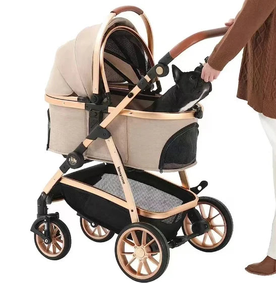 Luxury Pet Stroller with Removable Carrier for Small & Medium Dogs