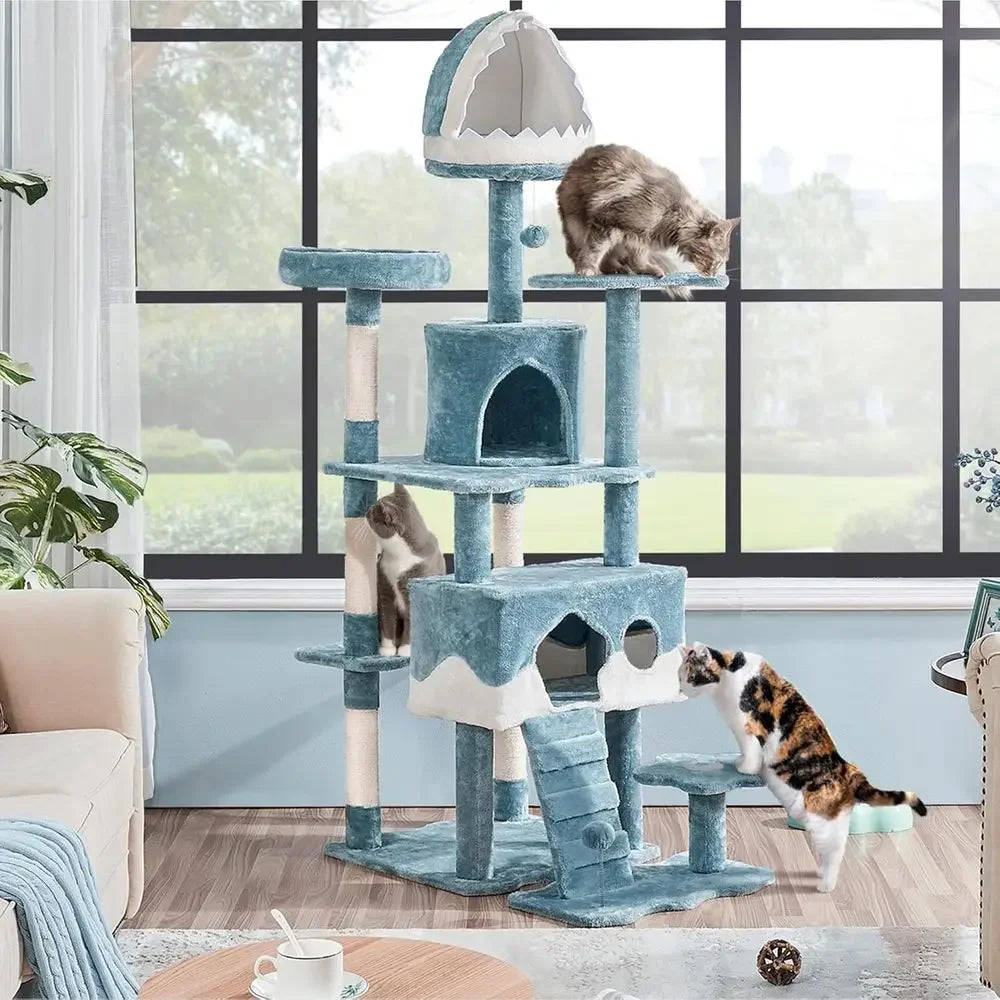 Ocean-Themed Multi-Level Cat Tower for Large Cats