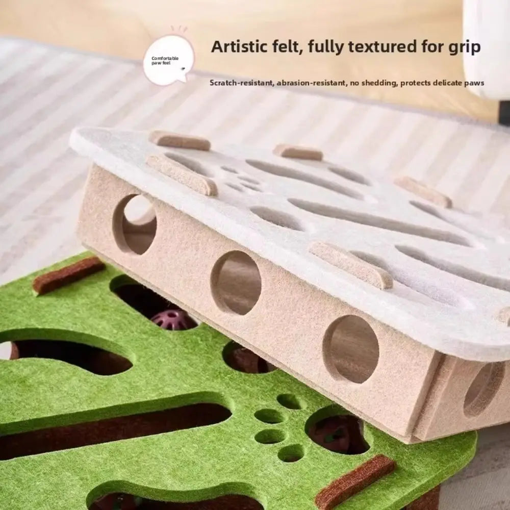 Cat Scratching Post with Felt Puzzle Box — 2-in-1 Enrichment Toy