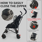 Lightweight Foldable Black Pet Stroller with Mesh Ventilation & Cup Holder for Dogs & Cats