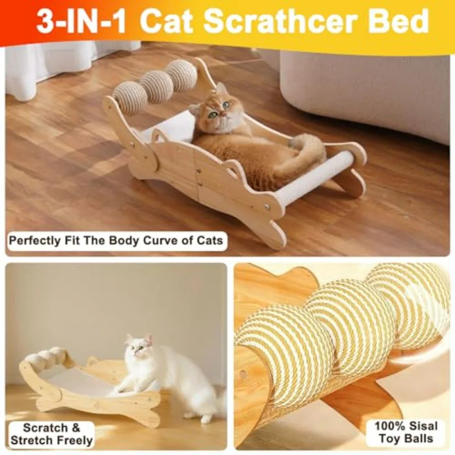 Heavy-Duty Sisal Cat Scratching Post with Hammock Lounge