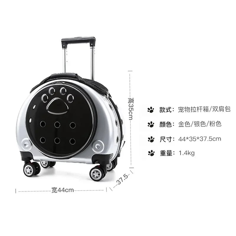 Transparent Space Capsule Pet Backpack & Luggage Bag — Large Capacity Multi-Purpose Carrier for Cats & Small Dogs