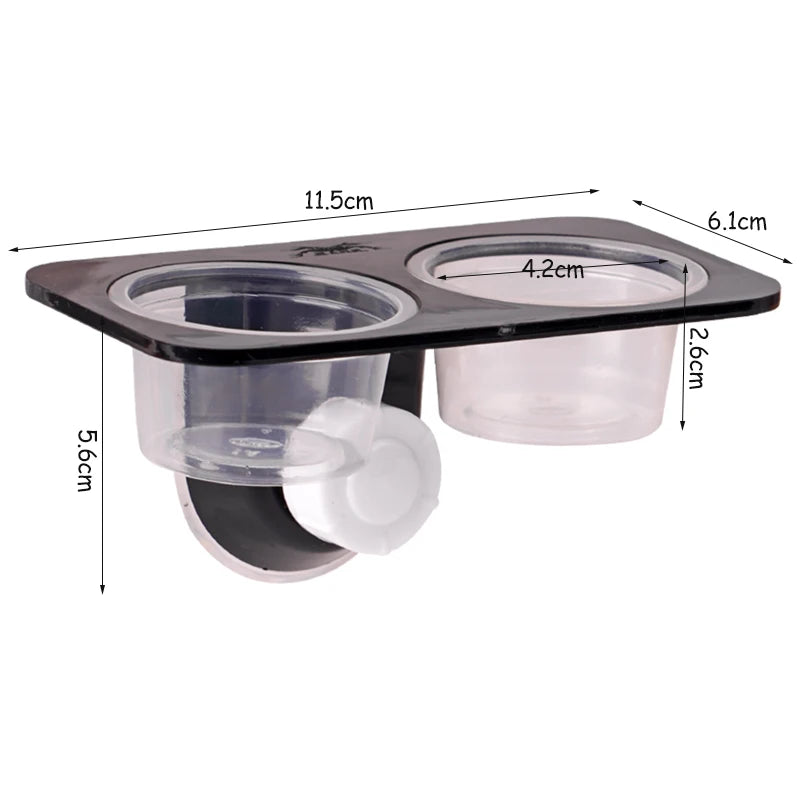 Suction-Cup Double Feeding Bowl — Space-Saving Dish for Geckos & Chameleons
