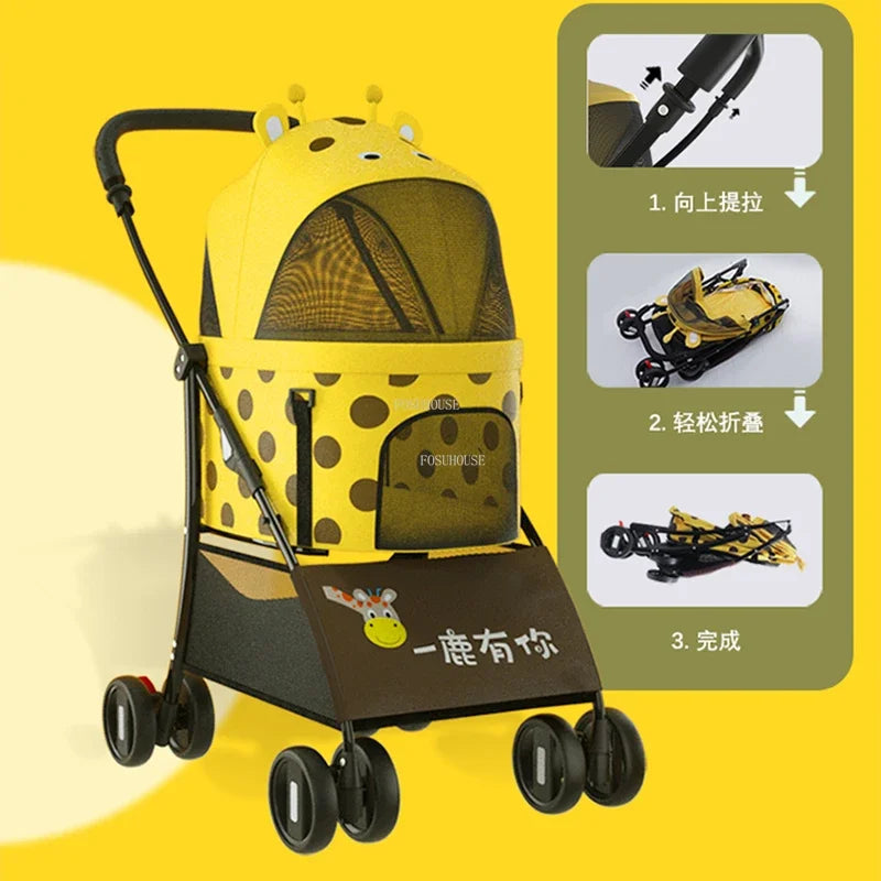 Separable Lightweight Foldable Pet Stroller Cart for Medium Dogs — Portable Outdoor Carrier