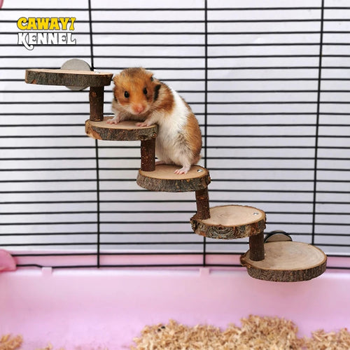 Wooden Climbing Ladder — Cage Perch for Small Pets & Birds